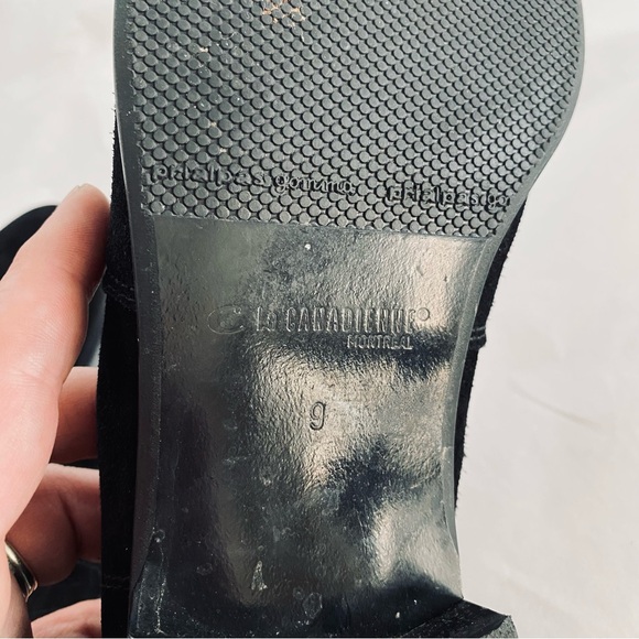 C La Canadienne Perla Black Genuine Suede Leather Waterproof Ankle Boots Size 9 - Picture 13 of 16